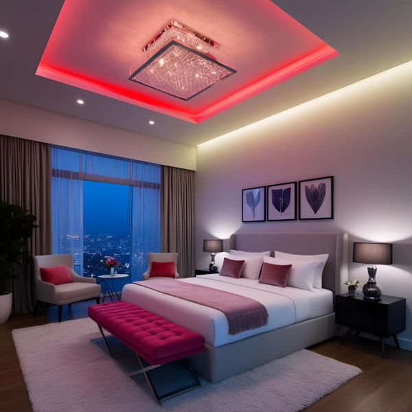 chambre éclairée avec des LED